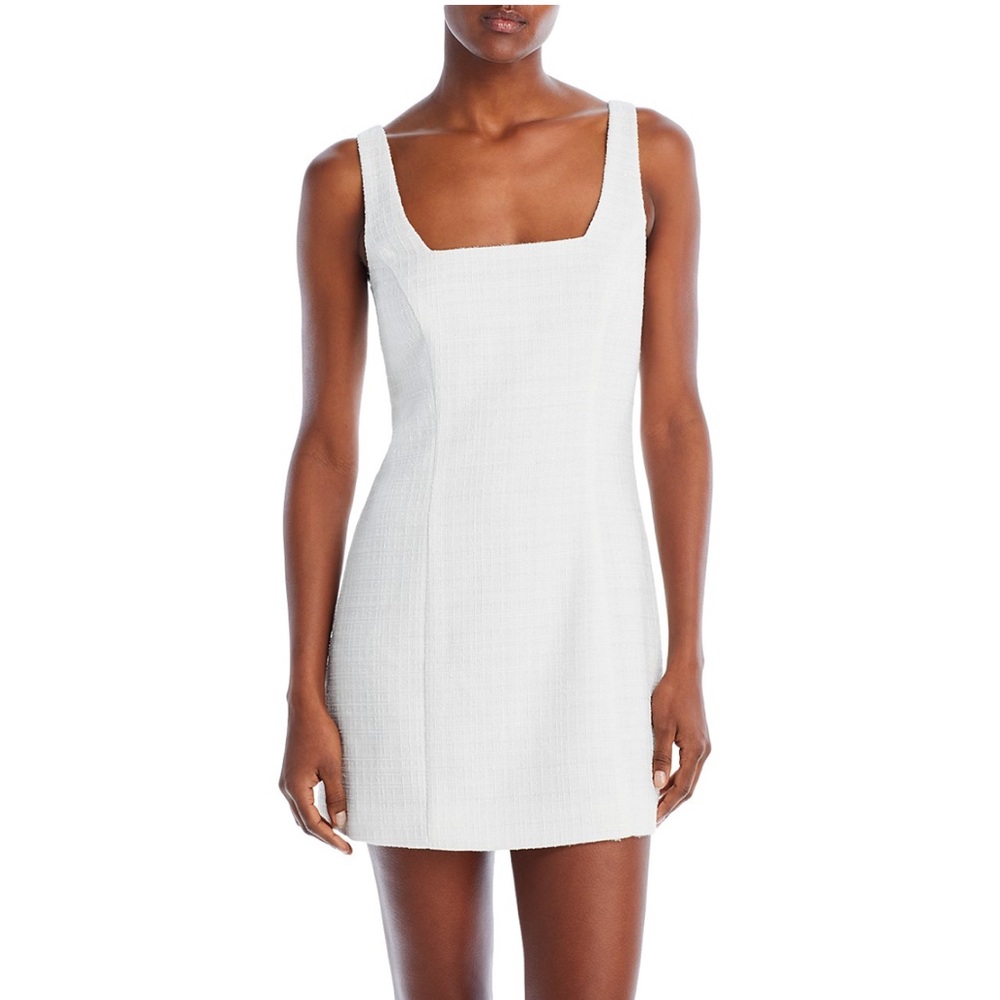 Aqua White Sheath Tweed Dress